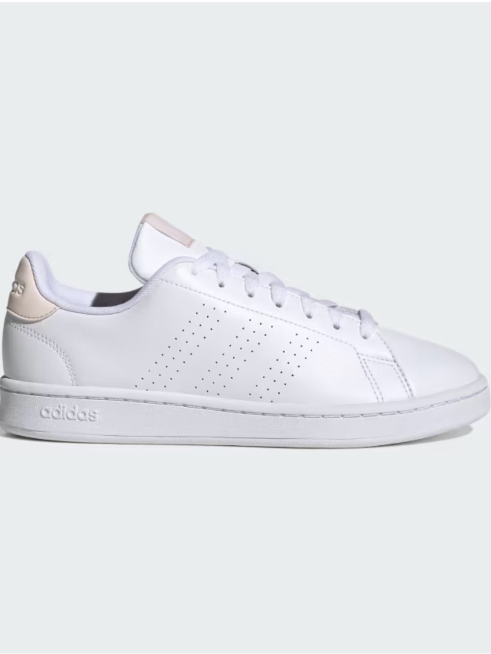 adidas White Sneakers with Pale Pink Heel Tab - 7.5